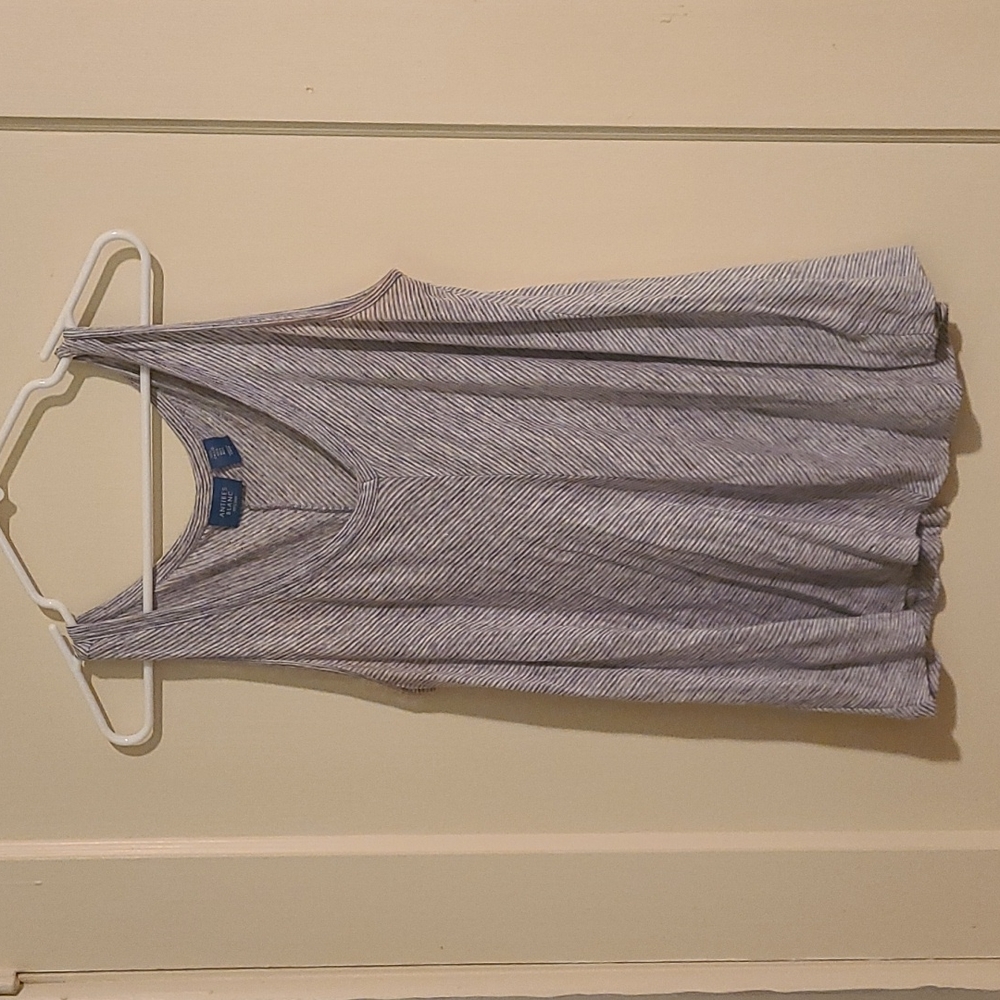 Blue striped linen tank
